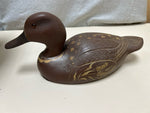 BROWN CARVED DUCK DECOY
