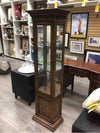 SKINNY GLASS/WOOD CABINET W/LIGHTING