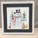 SNOWMAN W/ ANIMAL FRIENDS FRAMED PIC