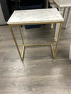 WHITE STONE W/GOLD END TABLE