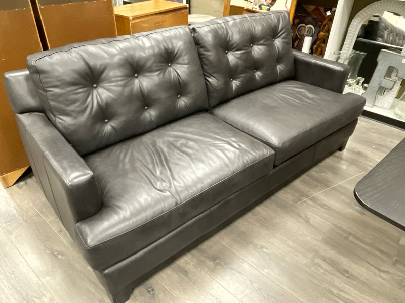 GREY LEATHER FULL SIZE SOFA