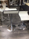 2 WHITE/SILVER ADJ. BARSTOOLS