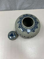 BLUE CERAMIC BIRD GINGER JAR