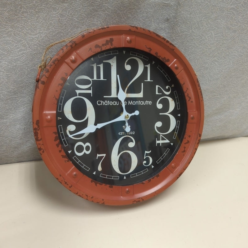 RED METAL HANGING CLOCK