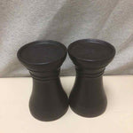 2 BLACK CANDLE HOLDERS