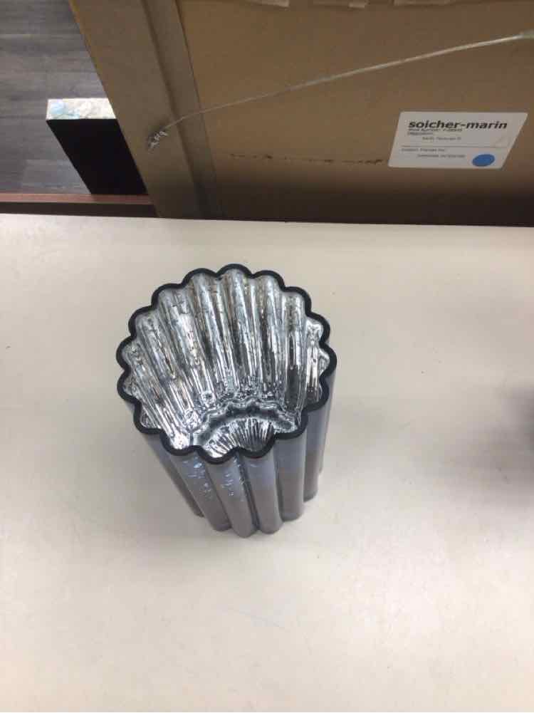 BLUE RIBBED VASE