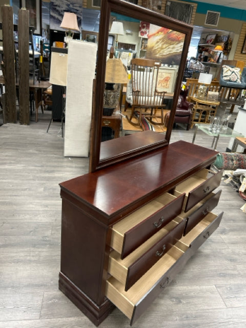 CHERRY DOUBLE DRESSER W/MIRROR