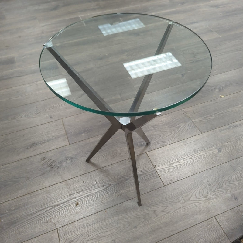 GLASS TOP METAL END TABLE