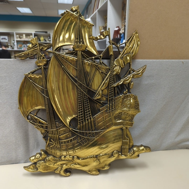 GOLD PLASTIC SAILING SHIP HANGING