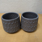 2 SHORT GREY SM VASES