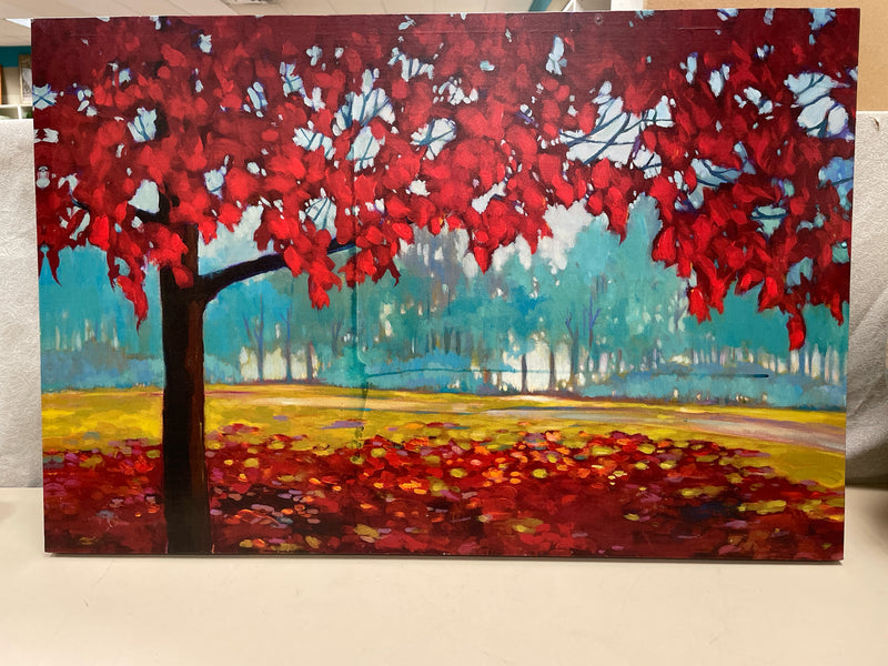 RED BLUE FOREST SCENE CANVAS