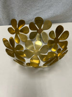 BRASS COLOR FLORAL BOWL