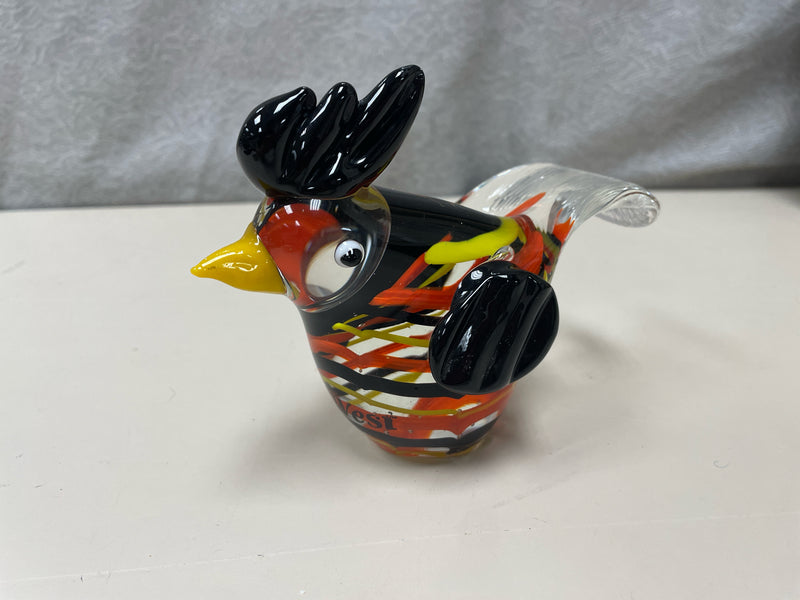 ORANGE BLACK GLASS BIRD