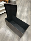 BROWN FAUX LEATHER LIDDED CHEST