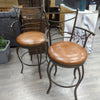 2 30" METAL BROWN LEATHER SWIVEL BAR STOOLS