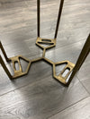 MARBLE END TABLE WITH GOLD LEGS