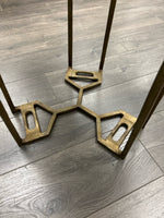 MARBLE END TABLE WITH GOLD LEGS