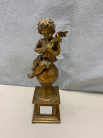 GOLD MIRROR CHERUB W INSTRUMENT DECOR