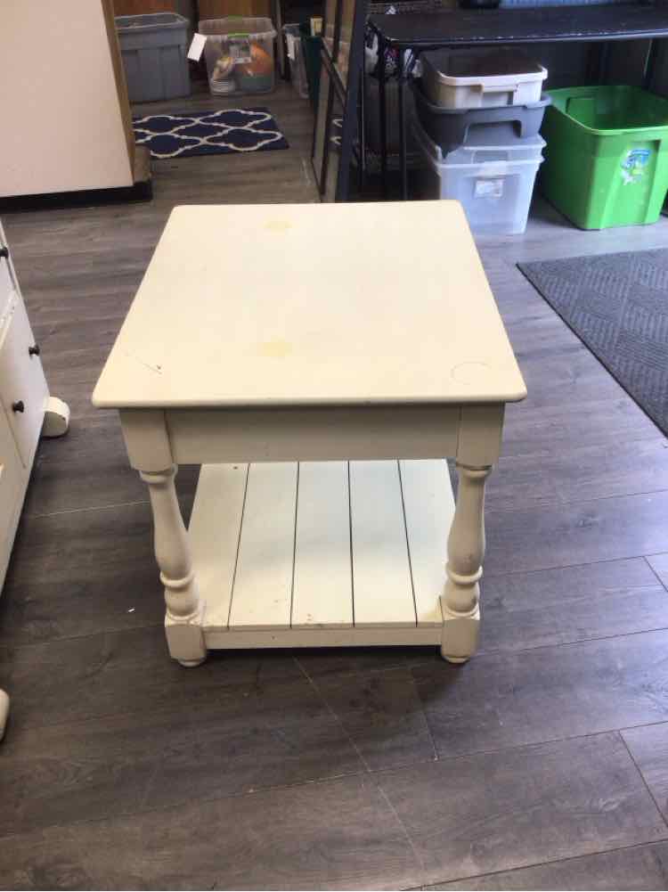 LARGE CREAM NIGHTSTAND WITH DRAWER