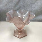 PINK RIPPLE GLASS PEDESTAL BOWL
