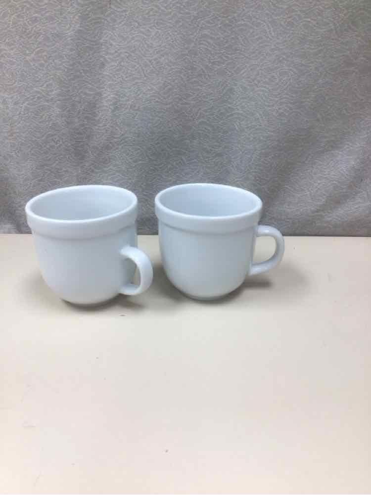 2 WHITE CERAMIC MUGS