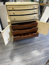 WHITE ANTIQUE DRESSER W/CABINET