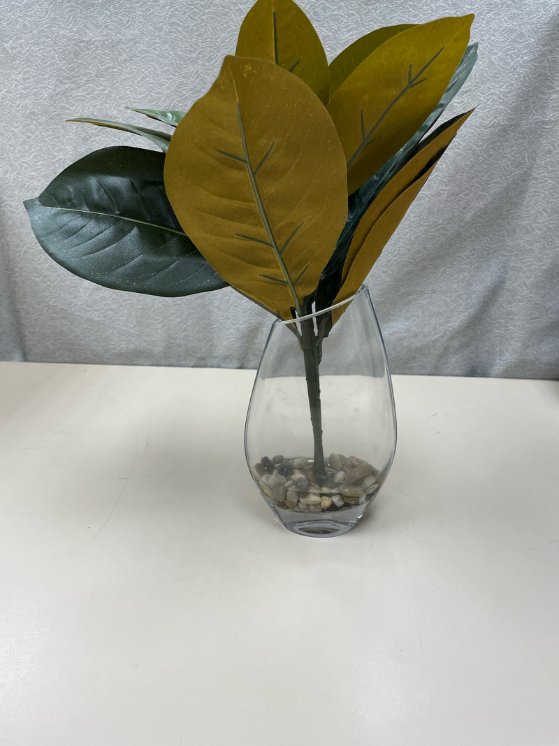 GLASS VASE W/GREEN PLANT