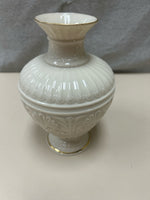 CREAM W/GOLD RIM VASE