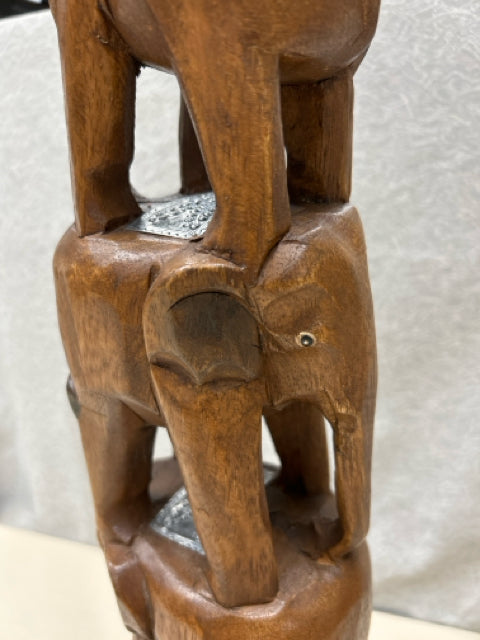 WOOD CARVED ELEPHANTS STACKED