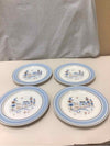 4 VINTAGE BLUE/BROWN DINNER PLATES