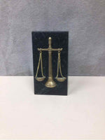 MARBLE BOOK END W/GOLD SCALE