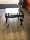 BLACK METAL/GLASS TOP END TABLE