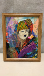 WOOD FRAME COLORFUL PERSON PIC