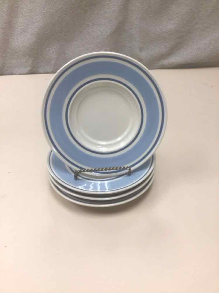 4 VINTAGE BLUE/BROWN MUGS