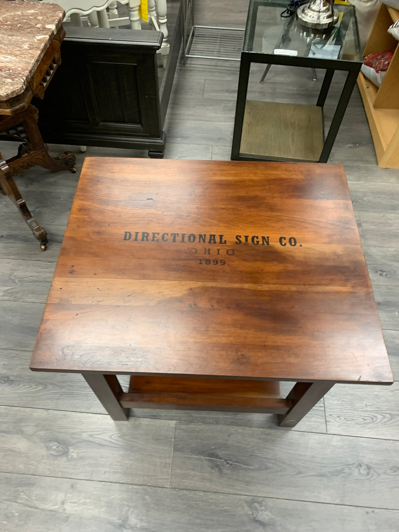 WOOD END TABLE W/SHELF