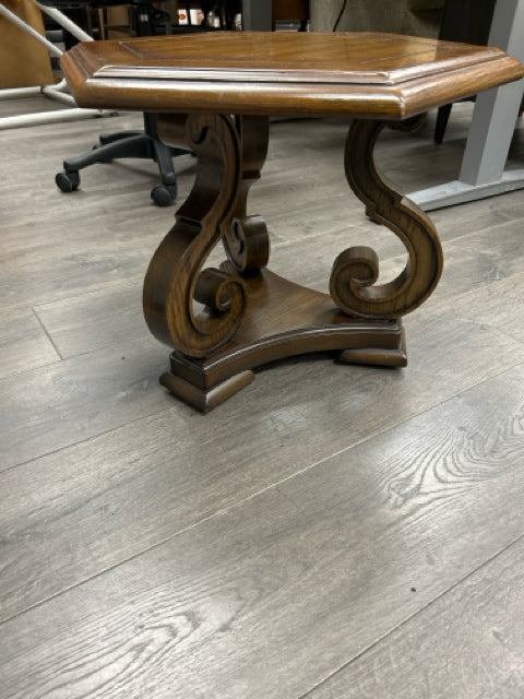 WOOD SIX SIDED END TABLE
