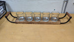 WOOD W/5 GLASS CUPS