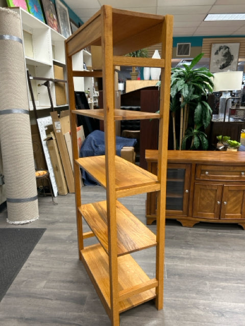 OAK 5 TIER OPEN BOOKSHELF