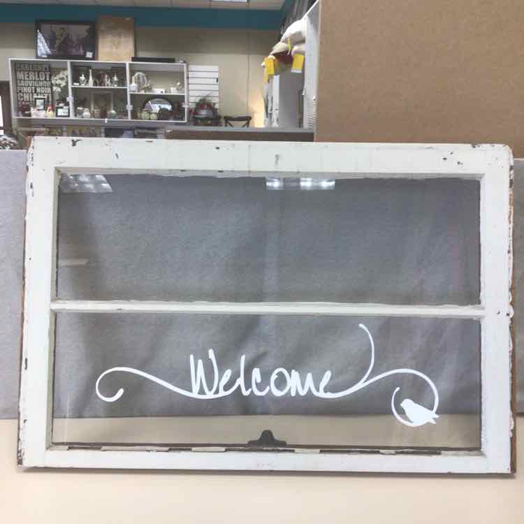 "WELCOME" GLASS WINDOW