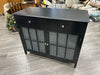 BLACK WOOD CONSOLE W/CABINETS