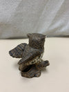 CERAMIC OWL ON LOG FIGURINE