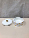 WHITE AND GOLD CANISTER W/LID