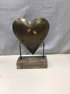 METAL HEART ON WOOD STAND