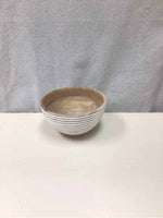WHITE STRIPE WOOD BOWL
