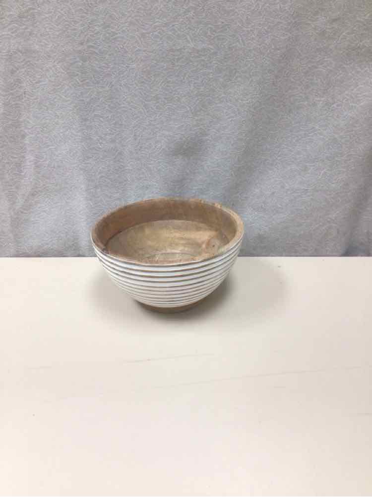 WHITE STRIPE WOOD BOWL