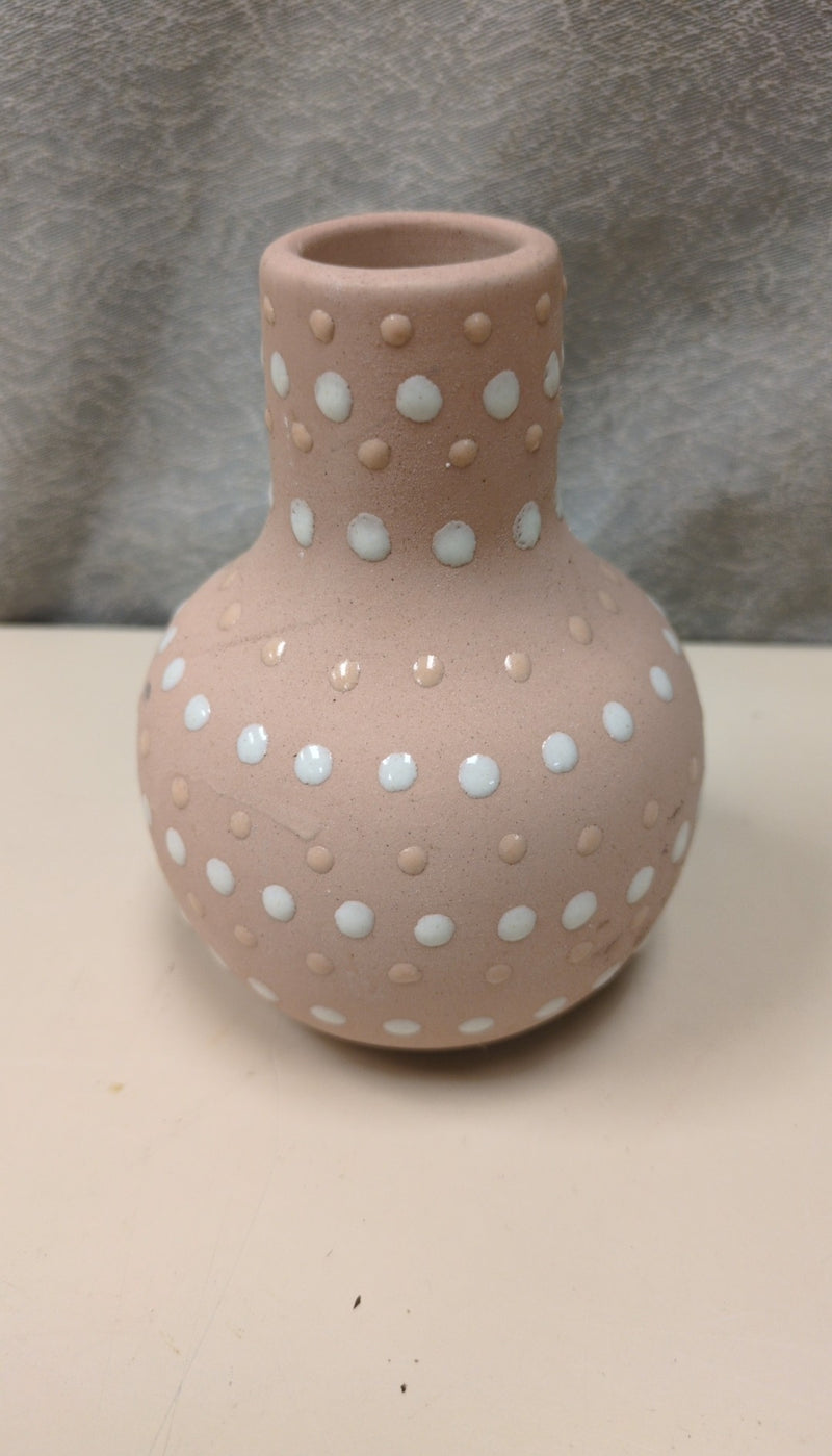PINK/WHITE POLKA DOT VASE