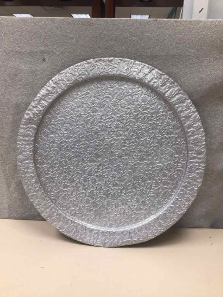 SILVER FLORAL ALUMINUM TRAY