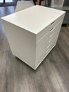 WHITE 6 FLAT FILE ROLLING CABINET