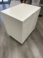 WHITE 6 FLAT FILE ROLLING CABINET