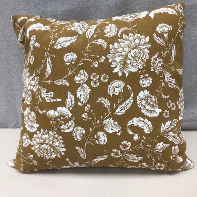 BROWN WHITE FLORAL PILLOW